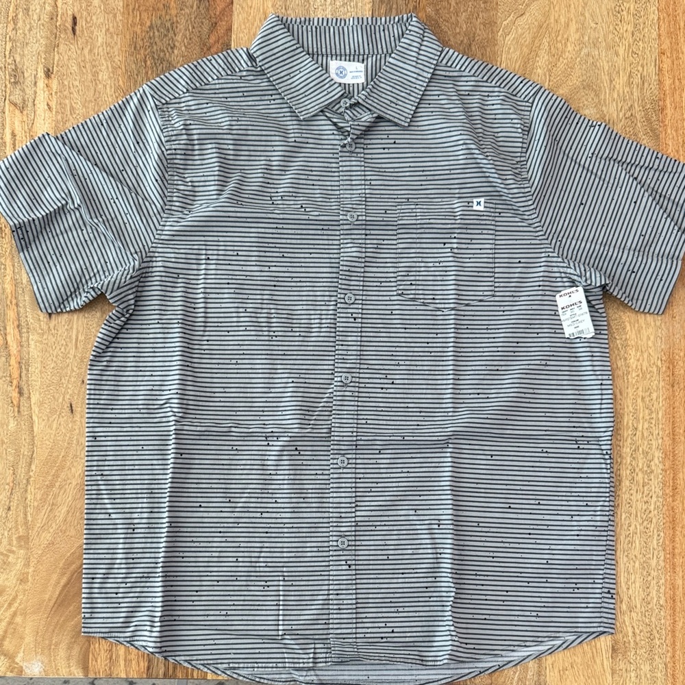 Hurley Black and White Striped Casual Shirt